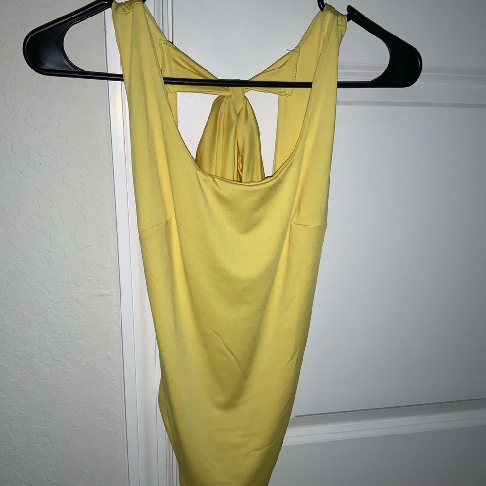 Yellow open back bodysuit
